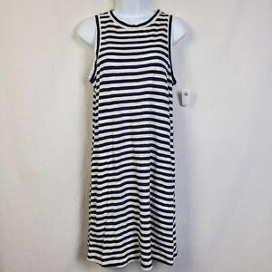Old Navy Women’s Sleeveless Tank Dress Size Small Blue White Stripe 100% Cotton